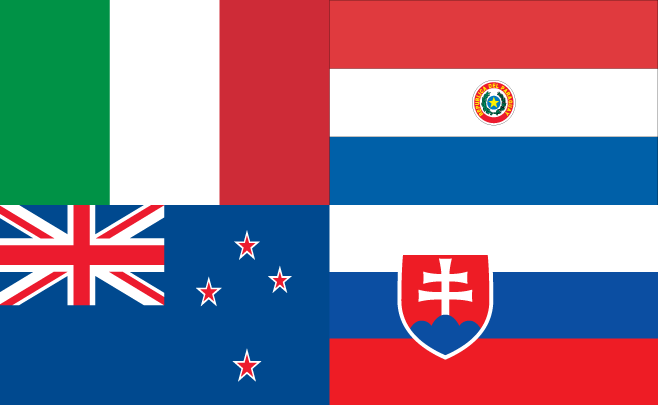 De vlaggen van landen uit Groep F Wk 2010